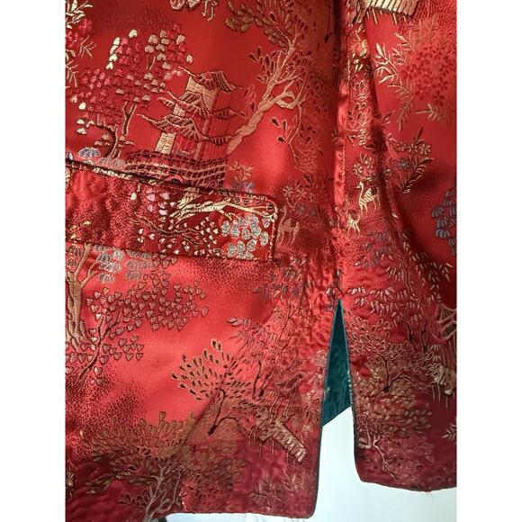 Peony Brand Retro Vintage Green red reversible 70’s 80’s. silk jacket Size 38 - Picture 5 of 14
